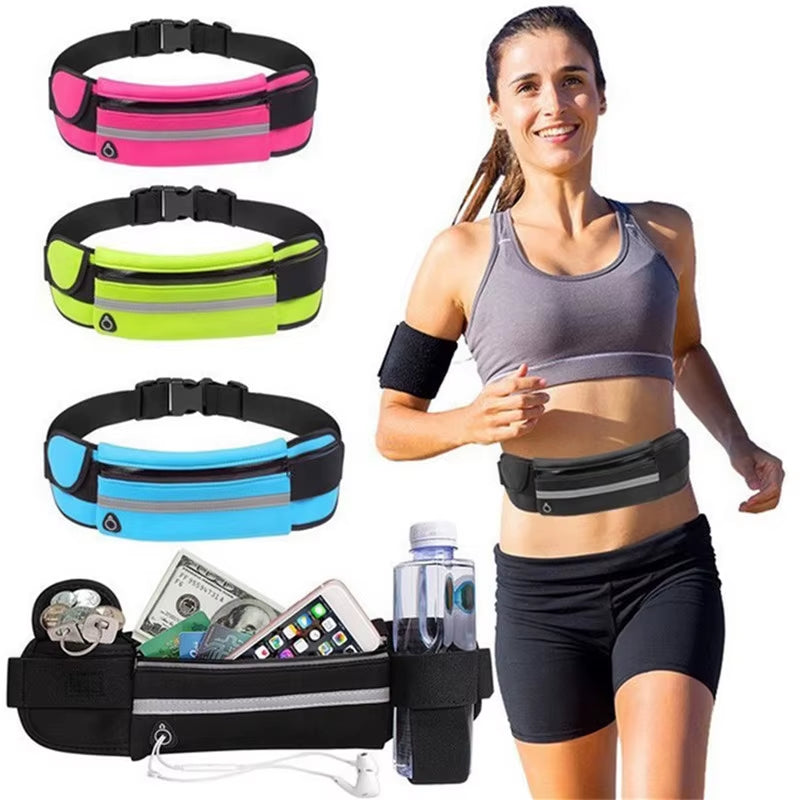 Premium Sport Running Waist Bag for Men and Women - Comfortable Gym Fanny Pack with Safety Tape for Cycling and Phone Storage